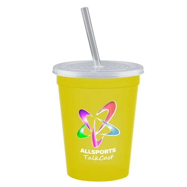 Molded in USA 16 oz. Stadium Cup with Lid & Straw... from ASI 40480 Koozie Group