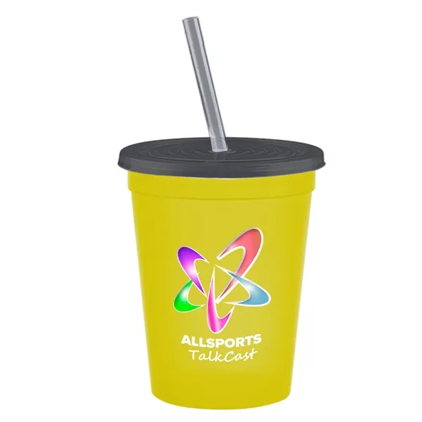 Molded in USA 16 oz. Stadium Cup with Lid & Straw... from ASI 40480 Koozie Group