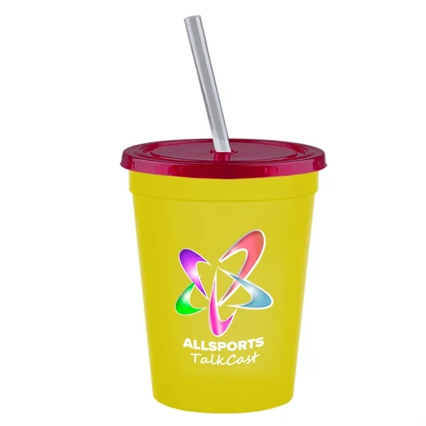 Molded in USA 16 oz. Stadium Cup with Lid & Straw... from ASI 40480 Koozie Group