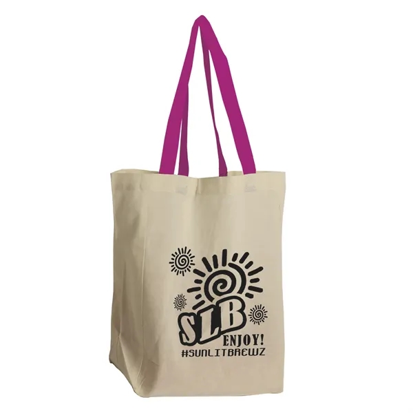 Natural Cotton Grocery Tote with different Color Handles... from ASI 40480 Koozie Group