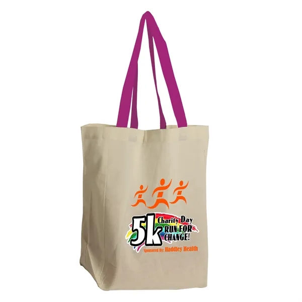 Natural Cotton Grocery Tote with different Color Handles... from ASI 40480 Koozie Group