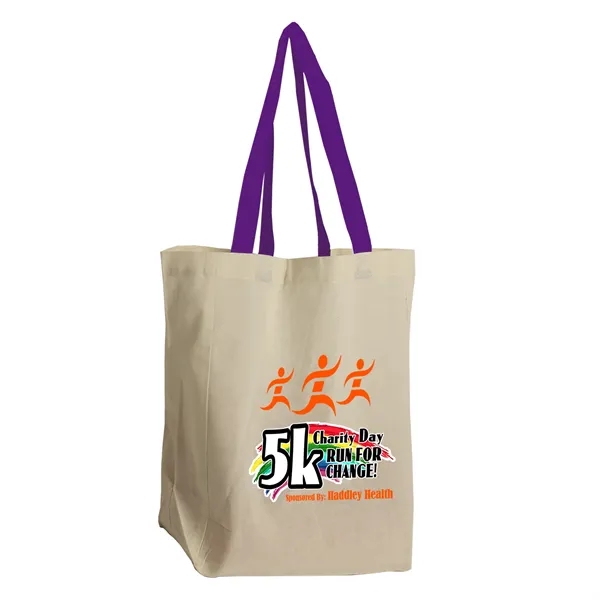 Natural Cotton Grocery Tote with different Color Handles... from ASI 40480 Koozie Group