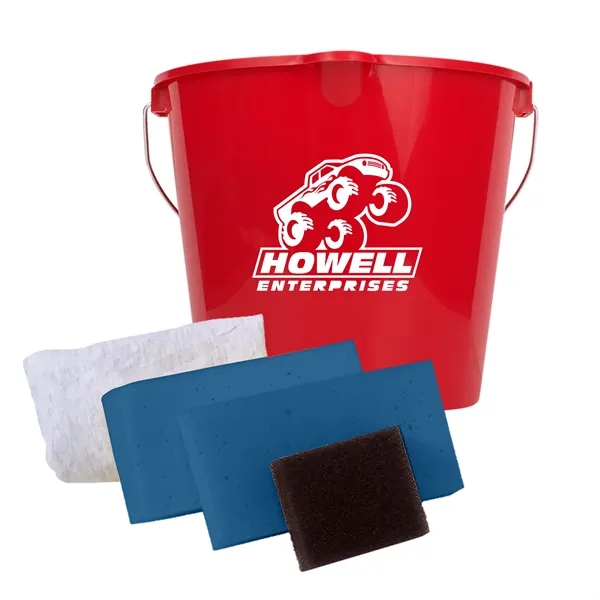 Car wash kit with 7 quart bucket, 2 sponges, polishing cloth... from ASI 40480 Koozie Group