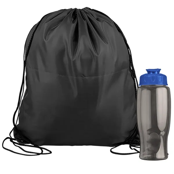 Drawstring backpack in a bottle combo kit.... from ASI 40480 Koozie Group