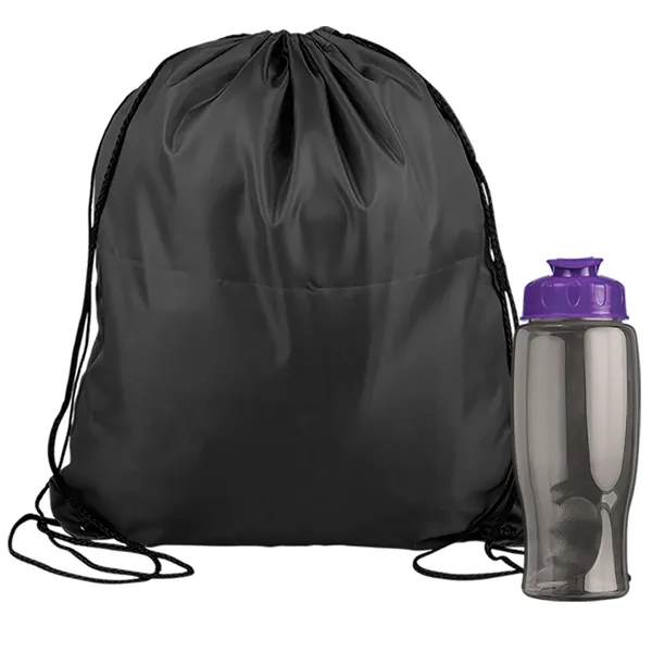 Drawstring backpack in a bottle combo kit.... from ASI 40480 Koozie Group