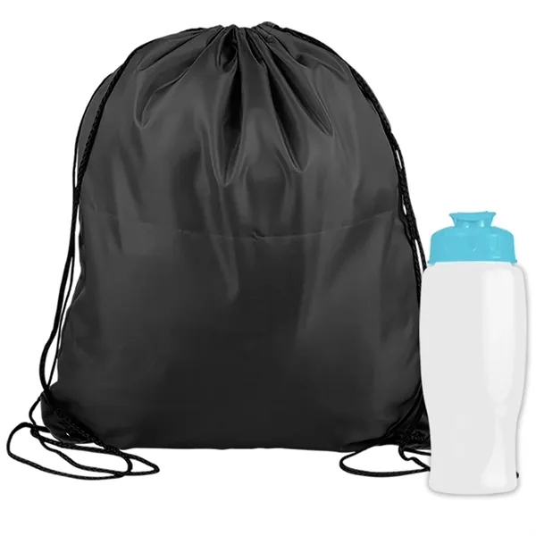 Drawstring backpack in a bottle combo kit.... from ASI 40480 Koozie Group