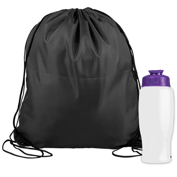 Drawstring backpack in a bottle combo kit.... from ASI 40480 Koozie Group
