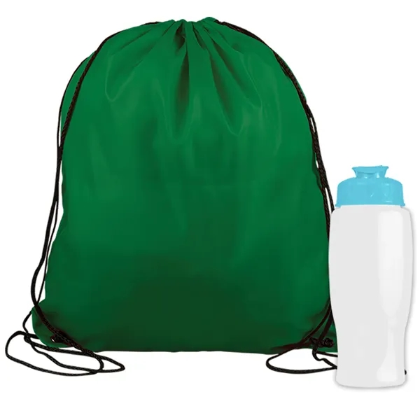 Drawstring backpack in a bottle combo kit.... from ASI 40480 Koozie Group