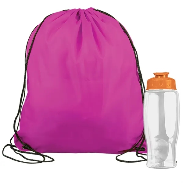 Drawstring backpack in a bottle combo kit.... from ASI 40480 Koozie Group