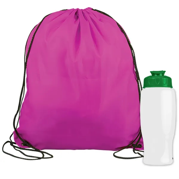 Drawstring backpack in a bottle combo kit.... from ASI 40480 Koozie Group