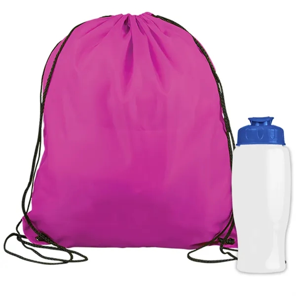 Drawstring backpack in a bottle combo kit.... from ASI 40480 Koozie Group