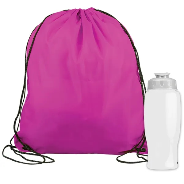 Drawstring backpack in a bottle combo kit.... from ASI 40480 Koozie Group