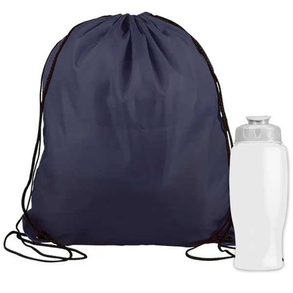 Drawstring backpack in a bottle combo kit.... from ASI 40480 Koozie Group