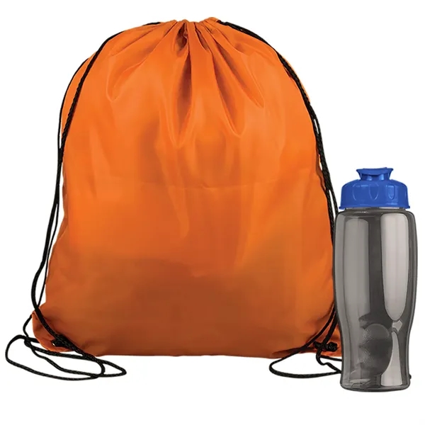 Drawstring backpack in a bottle combo kit.... from ASI 40480 Koozie Group