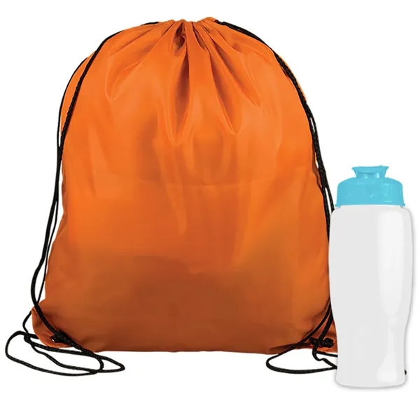 Drawstring backpack in a bottle combo kit.... from ASI 40480 Koozie Group