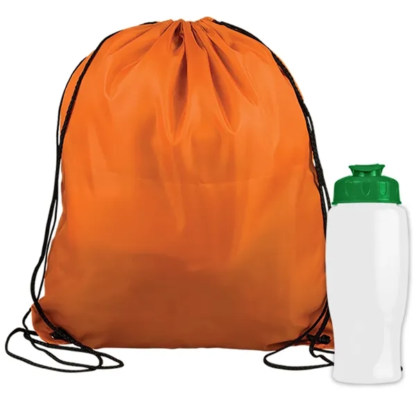 Drawstring backpack in a bottle combo kit.... from ASI 40480 Koozie Group