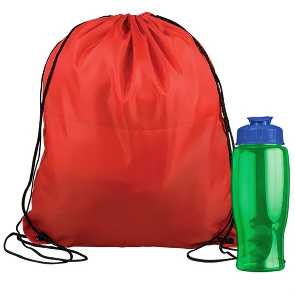 Drawstring backpack in a bottle combo kit.... from ASI 40480 Koozie Group