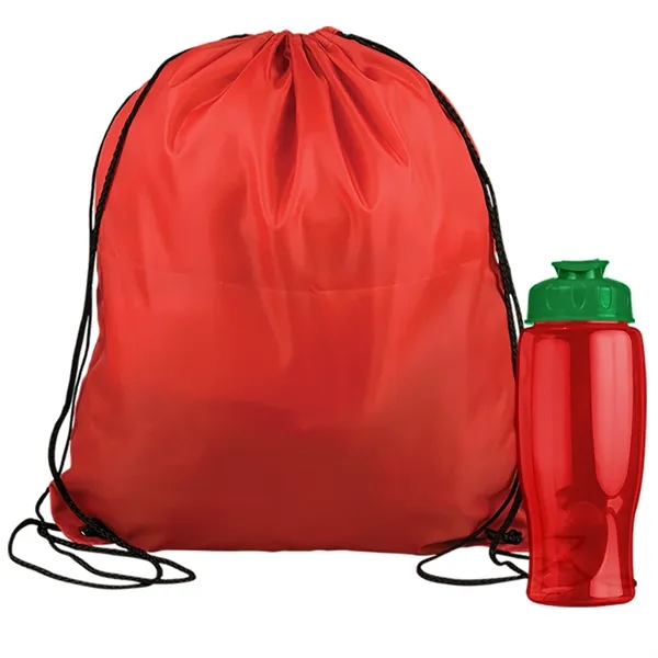 Drawstring backpack in a bottle combo kit.... from ASI 40480 Koozie Group