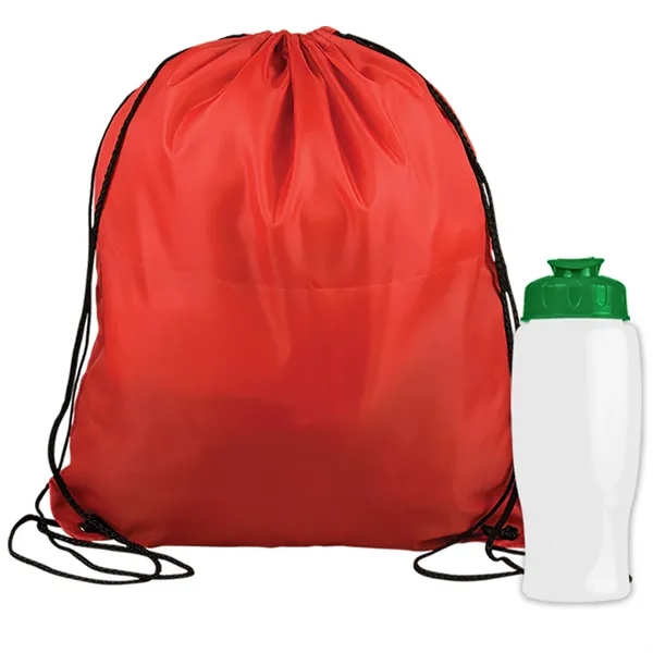 Drawstring backpack in a bottle combo kit.... from ASI 40480 Koozie Group