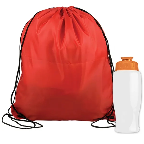 Drawstring backpack in a bottle combo kit.... from ASI 40480 Koozie Group