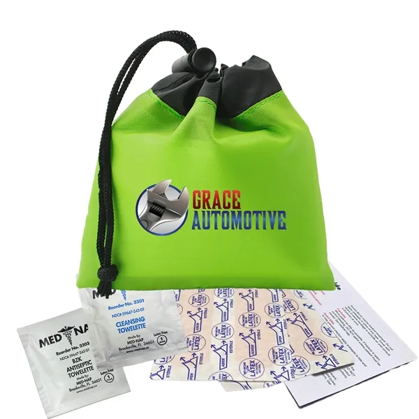 Cinch Tote First Aid kit. Brightly colored polyester drawstring bag -... from ASI 40480 Koozie Group