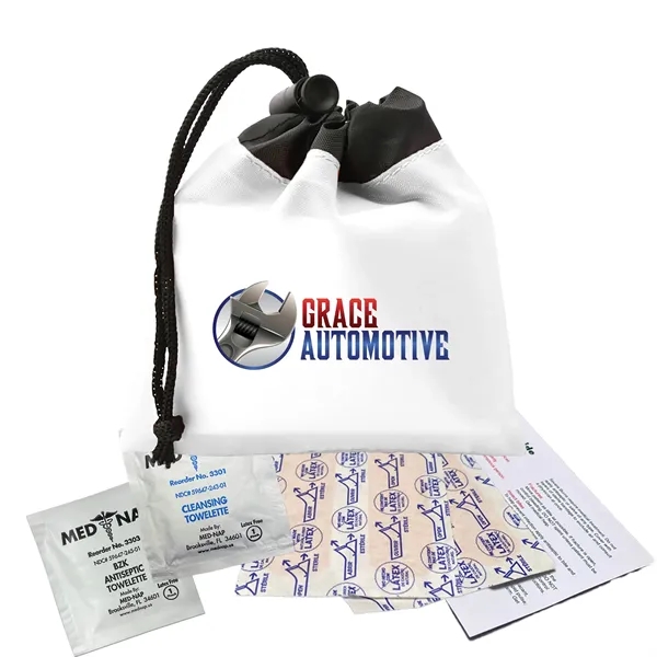 Cinch Tote First Aid kit. Brightly colored polyester drawstring bag -... from ASI 40480 Koozie Group