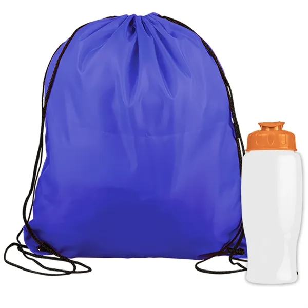 Drawstring backpack in a bottle combo kit.... from ASI 40480 Koozie Group