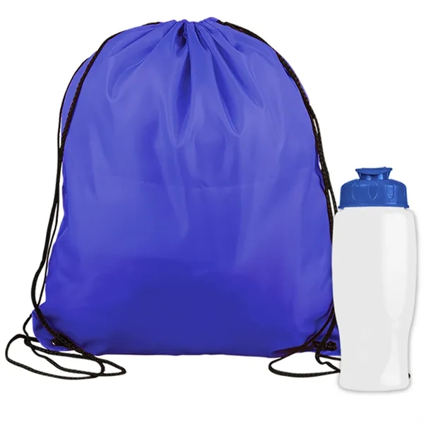 Drawstring backpack in a bottle combo kit.... from ASI 40480 Koozie Group