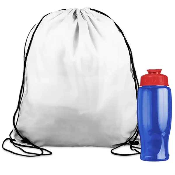 Drawstring backpack in a bottle combo kit.... from ASI 40480 Koozie Group