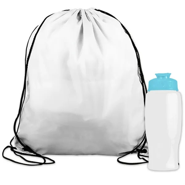 Drawstring backpack in a bottle combo kit.... from ASI 40480 Koozie Group