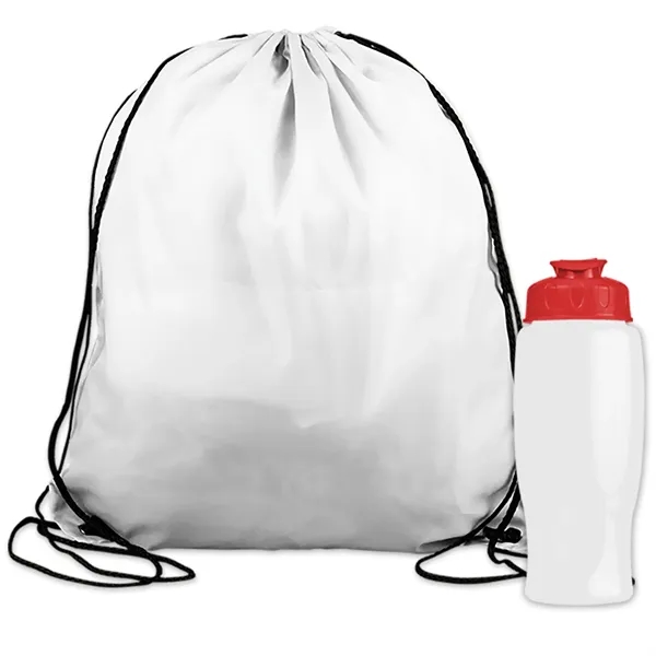 Drawstring backpack in a bottle combo kit.... from ASI 40480 Koozie Group