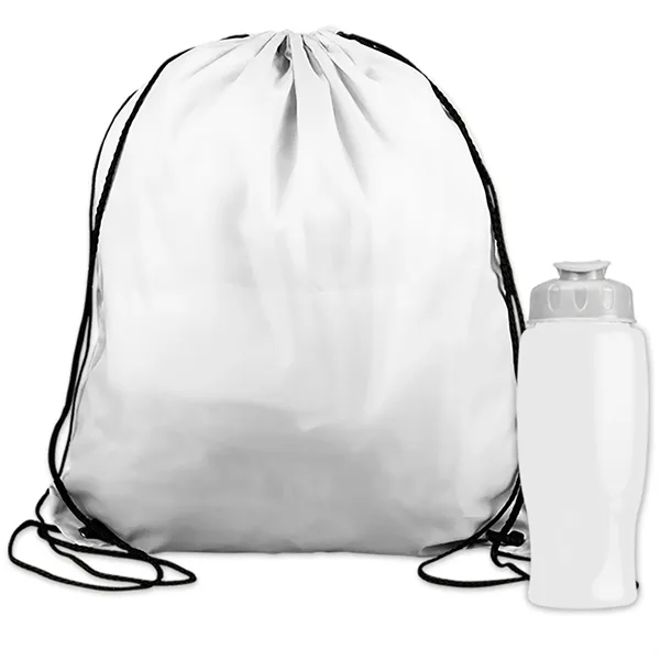 Drawstring backpack in a bottle combo kit.... from ASI 40480 Koozie Group