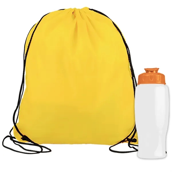 Drawstring backpack in a bottle combo kit.... from ASI 40480 Koozie Group