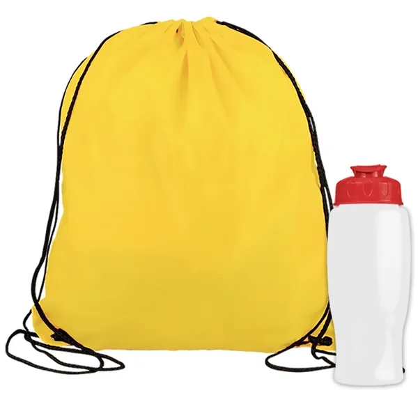 Drawstring backpack in a bottle combo kit.... from ASI 40480 Koozie Group