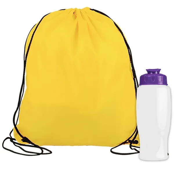Drawstring backpack in a bottle combo kit.... from ASI 40480 Koozie Group