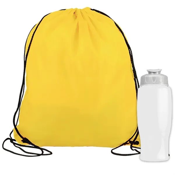 Drawstring backpack in a bottle combo kit.... from ASI 40480 Koozie Group