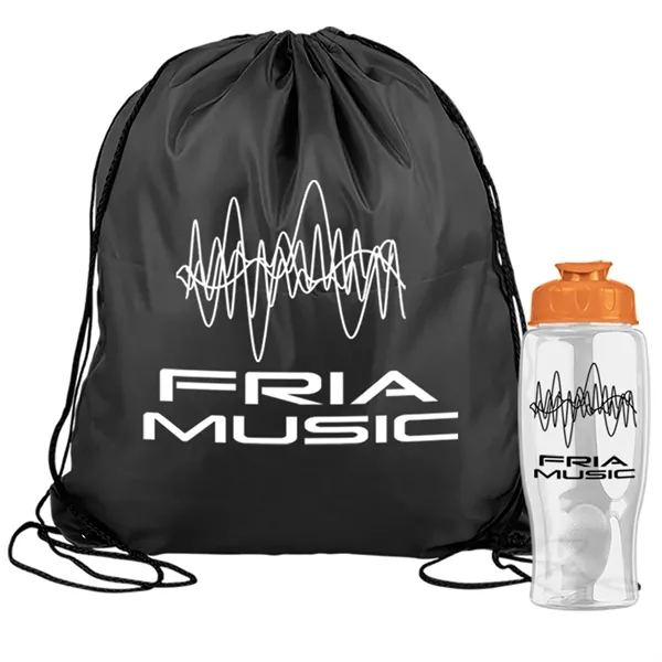 Drawstring backpack in a bottle combo kit.... from ASI 40480 Koozie Group
