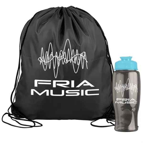Drawstring backpack in a bottle combo kit.... from ASI 40480 Koozie Group