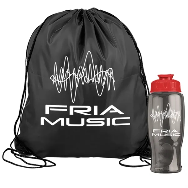 Drawstring backpack in a bottle combo kit.... from ASI 40480 Koozie Group