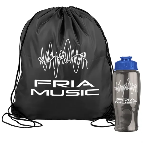 Drawstring backpack in a bottle combo kit.... from ASI 40480 Koozie Group