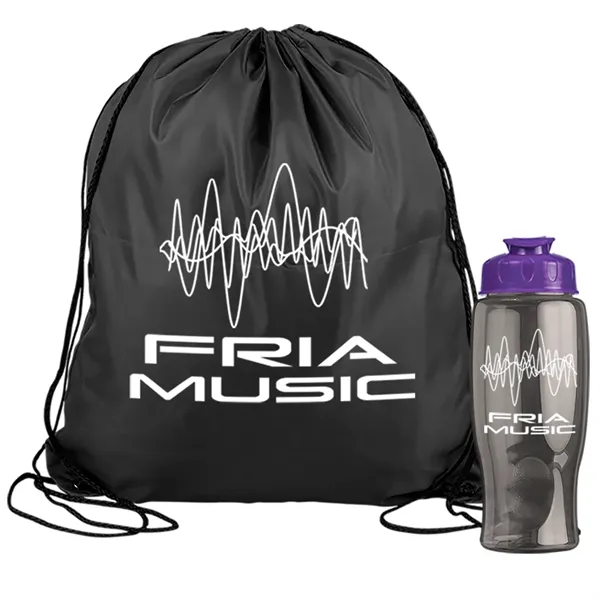 Drawstring backpack in a bottle combo kit.... from ASI 40480 Koozie Group