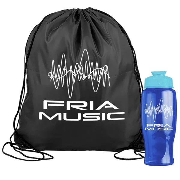 Drawstring backpack in a bottle combo kit.... from ASI 40480 Koozie Group