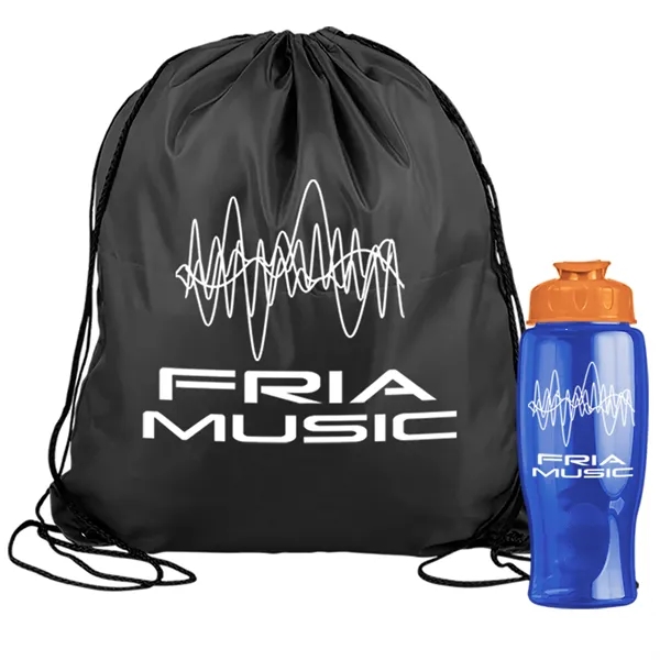 Drawstring backpack in a bottle combo kit.... from ASI 40480 Koozie Group