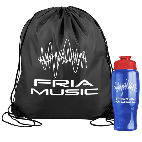 Drawstring backpack in a bottle combo kit.... from ASI 40480 Koozie Group