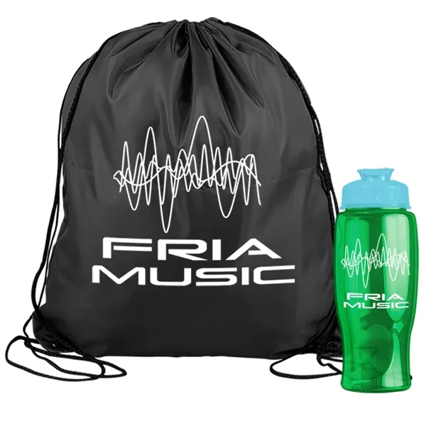 Drawstring backpack in a bottle combo kit.... from ASI 40480 Koozie Group