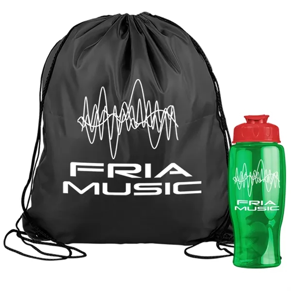 Drawstring backpack in a bottle combo kit.... from ASI 40480 Koozie Group