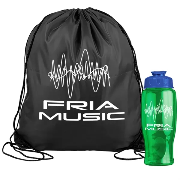 Drawstring backpack in a bottle combo kit.... from ASI 40480 Koozie Group