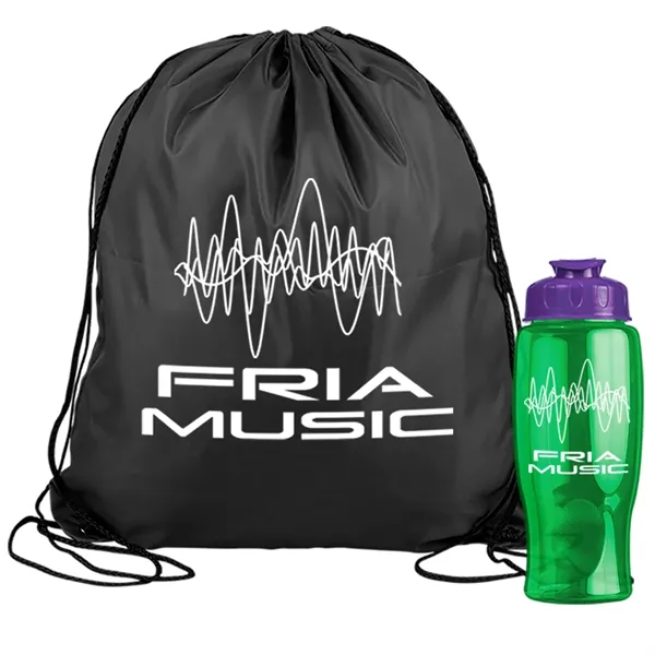 Drawstring backpack in a bottle combo kit.... from ASI 40480 Koozie Group