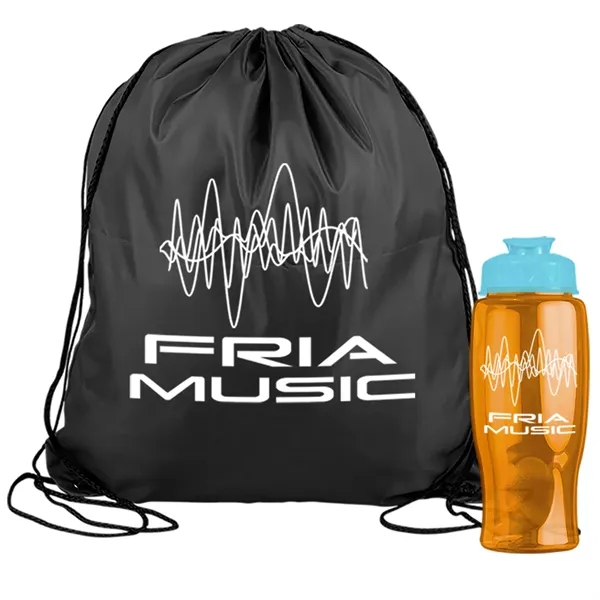 Drawstring backpack in a bottle combo kit.... from ASI 40480 Koozie Group