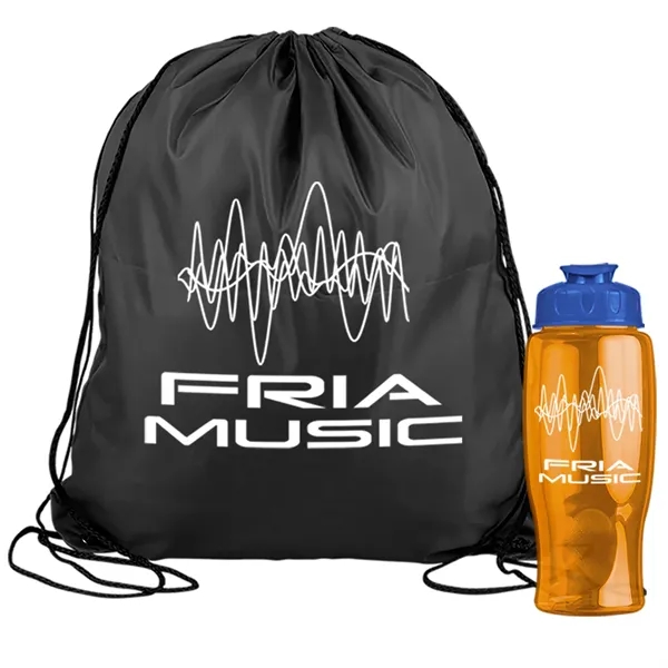 Drawstring backpack in a bottle combo kit.... from ASI 40480 Koozie Group